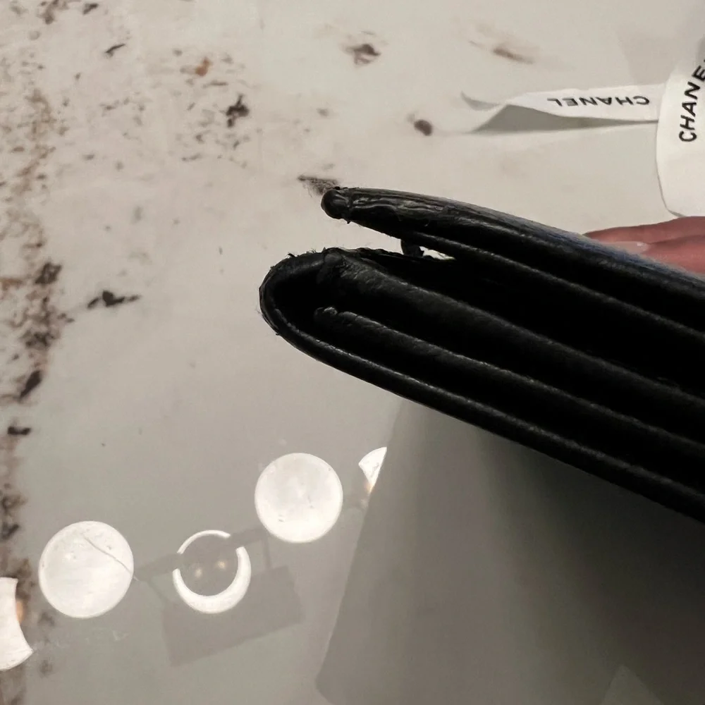 Preloved CHANEL Grained Calf Skin CoCo Button Long Wallet Purse - Black - Picture 7 of 11